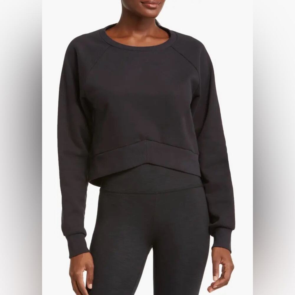 Beyond Yoga Uplift Crop Crewneck Sweatshirt Black Size Large